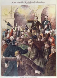 Polícia quebra uma reunião de protesto de trabalhadores desempregados, 1897
