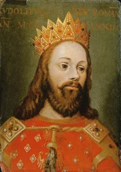 Rudolf I (1218-91) não coroado Sacro Imperador Romano, fundador da dinastia Habsburgo (painel)
