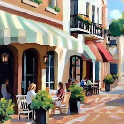 Um encantador café de rua europeu