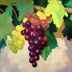 Natureza morta com uvas coloridas