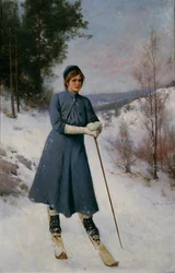 Garota em Esquis (óleo sobre tela)