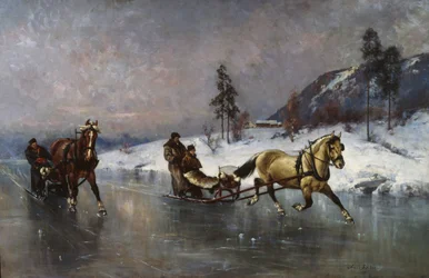 Sleigh Ride on the Ice (óleo sobre tela)
