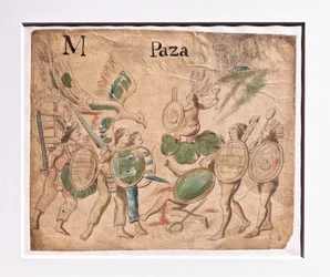 Codex Lienzo de Tlaxcala / Combate entre guerreiros (manuscrito)