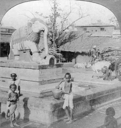 Uma fonte de elefante, Madura, Índia, 1901.