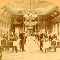 O Great Dining Hall, Windsor Hotel, disse ser o melhor do mundo, Montreal, Canadá, 1894.