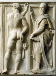 Profeta e Ignudo Relevo de mármore baixo de Baccio Bandinelli (1493-1560)