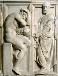 Profeta e Ignudo Relevo de mármore baixo de Baccio Bandinelli (1493-1560)