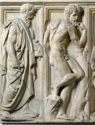 Profeta e Ignudo Relevo de mármore baixo de Baccio Bandinelli (1493-1560)