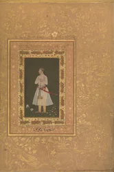 Retrato de Jahangir Beg, Jansipar Khan, Folio do álbum Shah Jahan, ca. 1627