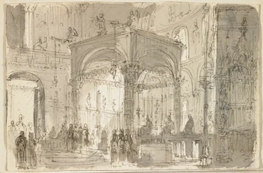 Vista, de, um, altar alto, talvez, em, san marco, veneza
