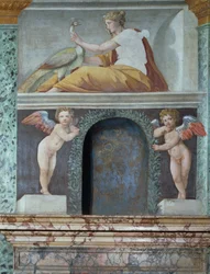 A Sala delle Prospettive, Sala da Perspectiva, pormenor de um nicho em trompe-l
