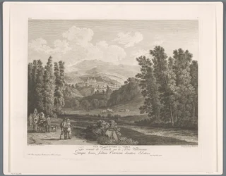 Gezicht op Vicovaro
Vista do antepassado Vicovaro. Variável (título sobre o objecto)
Conjunto de VI Vistas dos arredores de Roma (...) (título da série)