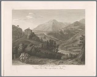 Gezicht op de San Cosimato Vista do convento de s. Cosimato (título no objeto) Suite de VI Vistas dos Arredores de Roma (...) (título da série)