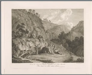 Vista da fonte em Monti Lucretili Vüe ​​de fonte bello (título no objeto) Suite de VI vues des Environs de Rome (...) (título da série)