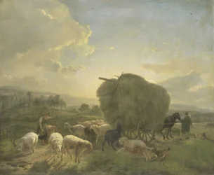 Paisagem com Ovelhas e um Vagão de Feno