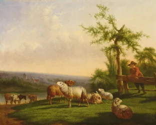 Paisagem pastoral com um rebanho