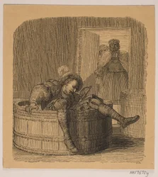 Um cavaleiro em um barril de vinho