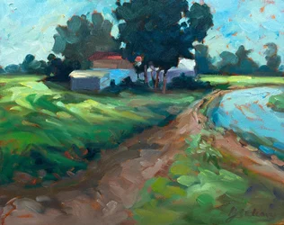 Farmhouse Road, c.1980-95 (óleo sobre tela)
