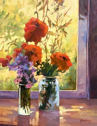 Natureza morta floral Papoilas, c.1980-2000 (óleo sobre tela)