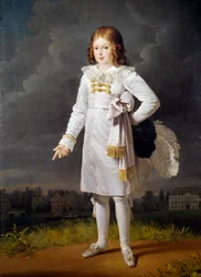 Retrato no pé de Frederic Napoleon, Príncipe Bacciochi (1814-1833) Pintura de Barbara Kraft (1764-1825) 1819 Sol. 1,7x1,05 m
