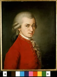 Retrato de Wolfgang Amadeus Mozart (1756-1791) - pintura de Barbara Krafft