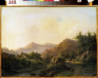 Paga com chemin (Paisagem com caminho). Peinture de Barend Cornelis Koekkoek (1803-1862). Huile sur toile. Art hollandais. M. Kroshitsky Art Museum, Sevastopol (Sebastopol), Ucrânia