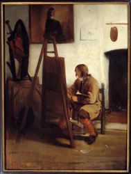 Um jovem pintor na sua oficina Pintura por Barent Fabritius (1624-1673)