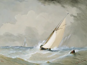 Miranda trabalhando a partir do navio leve Weilingen em um vento pesado - Ostend 1880