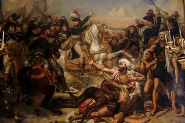 Bonaparte a discursar para o seu exército antes da batalha das Pirâmides. 1810 (Óleo sobre tela)