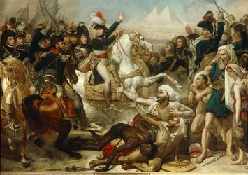 Campanha (expedição) do Egipto (1798-1801): Napoleão Bonaparte arengando o exército antes da Batalha das Pirâmides, 21 de julho