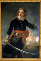 Campanha da Itália (1796-1797): "Retrato de Louis Alexandre (Louis-Alexandre) Berthier (1753-1815), Príncipe de Neuchatel, Marechal de França (representado na Pont de Lodi em 10/05/1796" Pintura de Antoine Jean Gros (1771-1835) 1796 Boissy Saint Lege