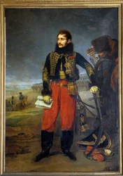 Campanha da Prússia: "Portrait en pied du Comte de Lasalle, general de division (1775-1809), recebendo a rendição da guarnição de Stettin (Szczecin) em 30 de Outubro de 1806" Pintura de Antoine Jean Gros (1771-1835)