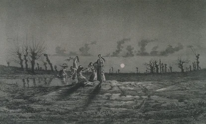 O Lavandieres ou o Night Washerwomen, ilustração para Legendes Rustiques por George Sand (1804-76) 1858