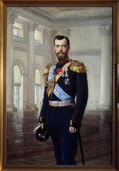 Portrait du tsar de Russie Nicolas II en 1900 (1868-1918) peinture de Ernest Karlovich Liphart (1847-1932) State Open-air Museum Tsarskoye Selo, São Petersburgo.