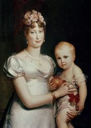 Marie-Louise (1791-1847) de Habsburgo-Lorena e o rei de Roma (1811-1832) (detalhe de 18930)