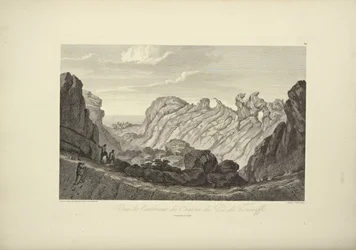 Vista do interior da cratera do Pico de Tenerife, desenhada por Gmelin, ilustração de "Vistas das Cordilheiras e Monumentos dos Povos Indígenas da América" de Alexander von Humboldt e Aimé Bonpland, 1813