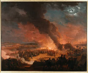Napoleão I visita os acampamentos na noite anterior à batalha de Austerlitz ... (pintura sobre tela)