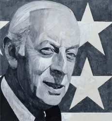 Retrato de Alistair Cooke, ilustração para o ouvinte, de 1970 (guache a bordo)