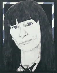 Retrato de Beryl Bainbridge, ilustração para Cosmopolitan, de 1970 (guache a bordo)