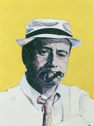 Retrato de Jack Lemmon, ilustração para o suplemento diário de cor do espelho, 1964 (guache a bordo)