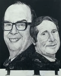 Retrato de Morecambe e sábio, ilustração para o ouvinte, 1970 (guache a bordo)