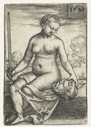 Judith com cabeça de Holofernes e espada
