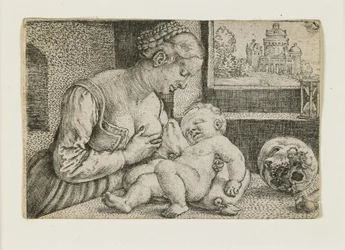 Mãe e filho com caveira e ampulheta, c. 1528-1530