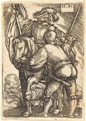 Cavalgando Porta-estandarte e Soldado de Infantaria