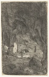 Interior de uma caverna A caverna em Valmontane. Ruínas romanas (título da série) Verscheyden entrou no prédio dilapidado Soo como buyten Romen (título da série)