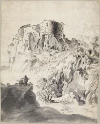 Paisagem italiana com castelo