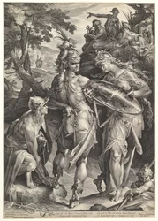 Minerva e Mercúrio Armando Perseu, 1604