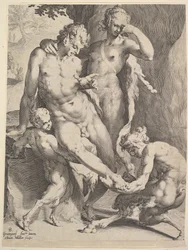Oreads removendo um espinho do pé de um sátiro, 1590