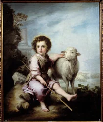 O Bom Pastor. Pintura de Bartolomé Murillo (1618-1682), século XVII, 1,23 x 1,01 m, Museu do Prado, Madrid