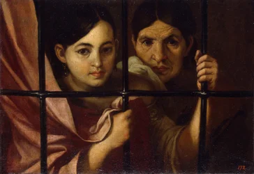Duas mulheres atrás de uma grade, 1645